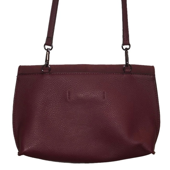Street Level Leather Trim Cross Body Envelope Style Burgundy Tassels - Picture 2 of 9
